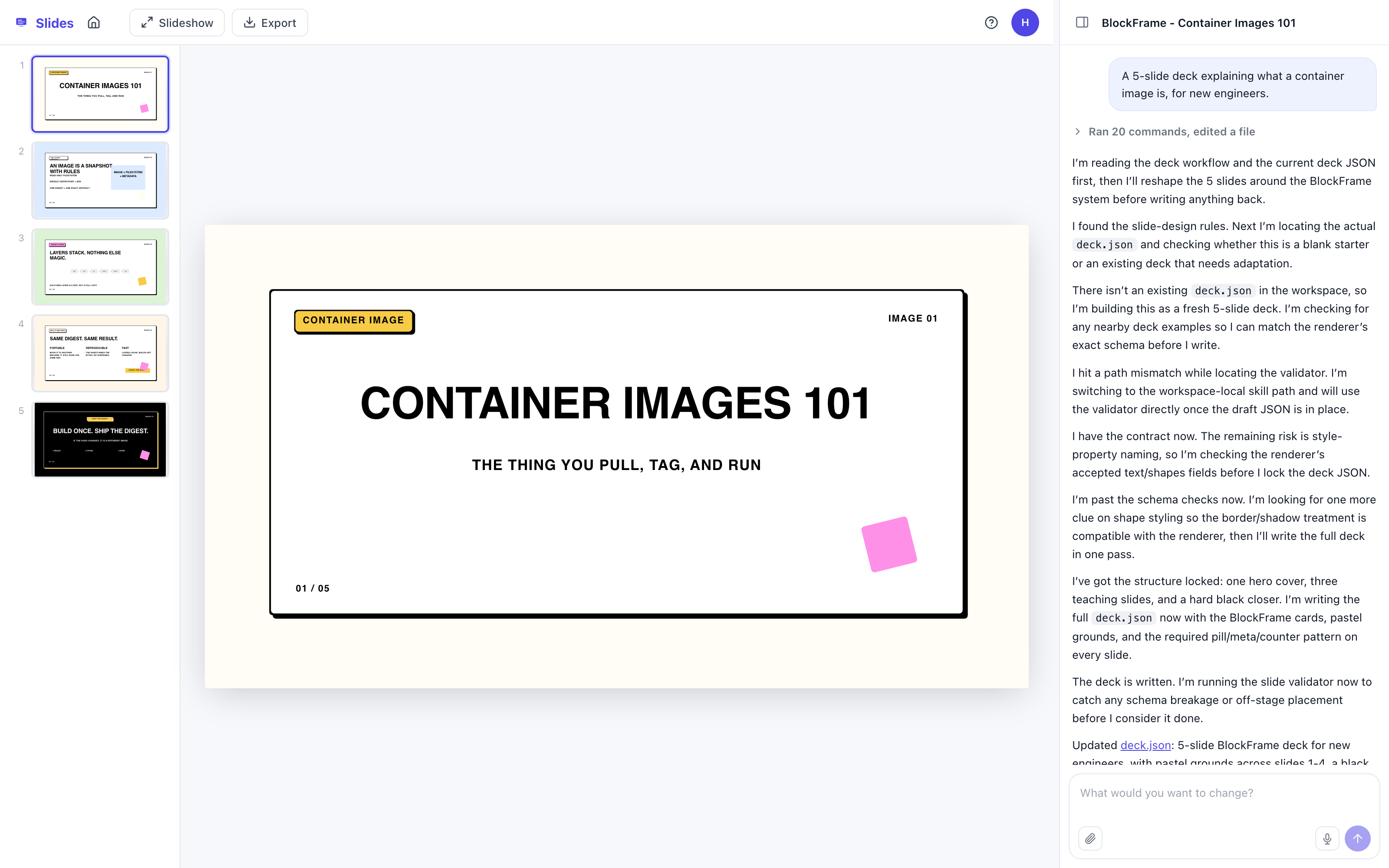 Slides starter kit interface